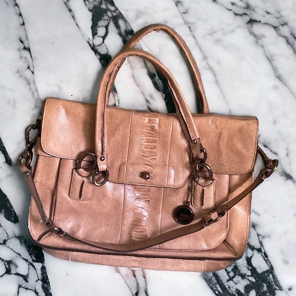 COACH *KRISTIN* LTD ED OSTRICH LARGE FLAP SATCHEL BAG w/ CROSSBODY IN TAN 👜 - Picture 3 of 8